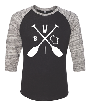 Picture of WI True Men's 3/4 Sleeve Old School Baseball Shirt Black/Urban Grey 2089e1 